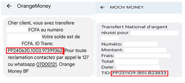 Exemple de ID de transaction